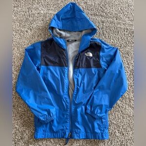 The North Face Blue and Navy Hooded Kids Rain Jacket